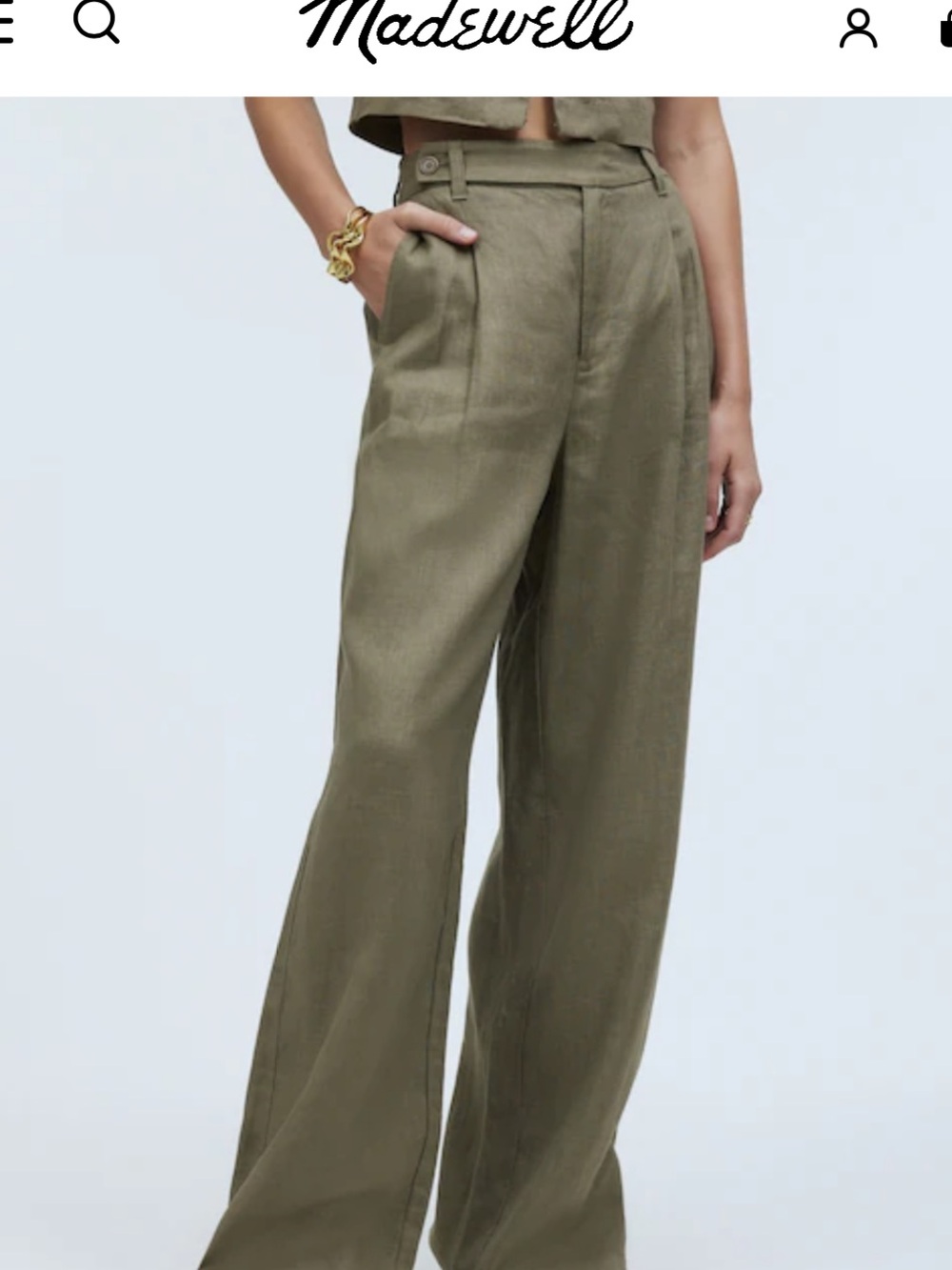 Madewell Olive Green Wide-Leg Trousers